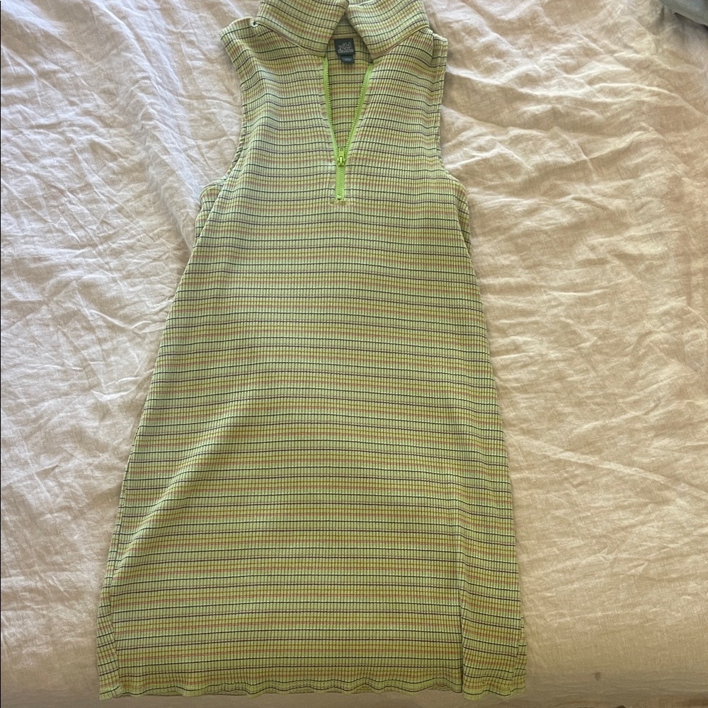 Wild Fable Green Striped Ribbed Dress